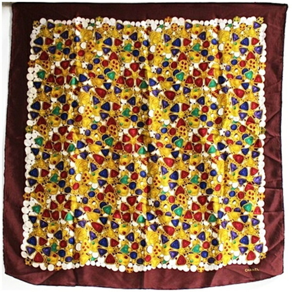CHANEL | Accessories | Chanel Scarf Muffler Burgundy X Multicolor
